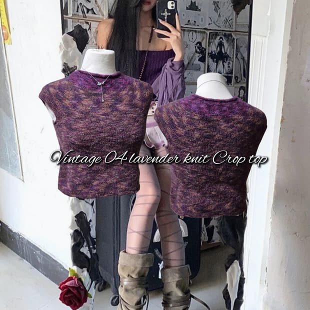Vintage 04 lavender knit Crop top