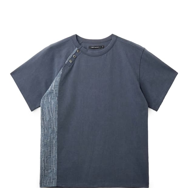 Hatchingroom curved henley neck tee blue