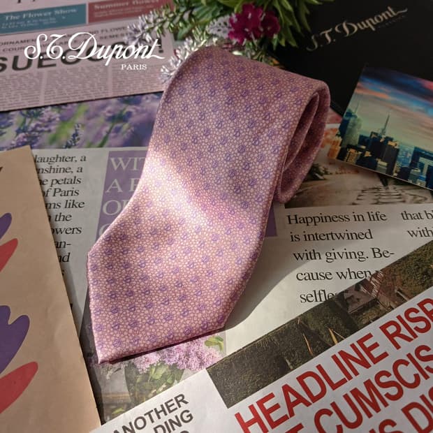 듀퐁 실크 바이올렛 로고 패턴 넥타이 8.6cm A등급 A19210
