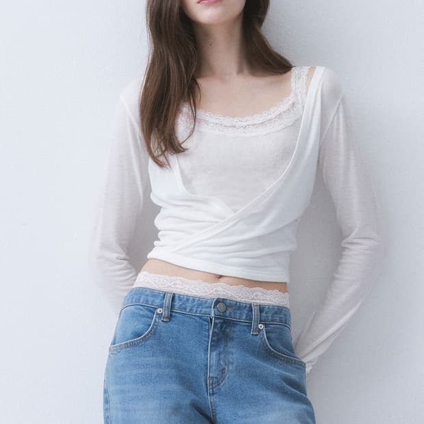 더티스 레이스 랩탑 티셔츠 긴팔 나시 가디건 세트