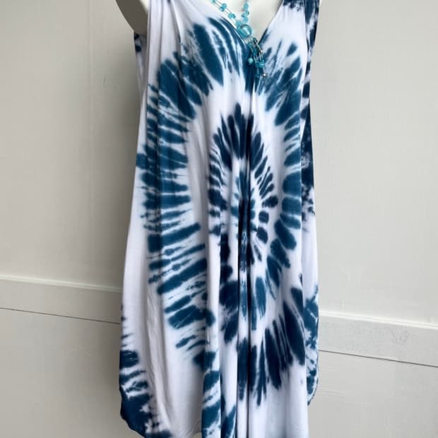 딥블루 타이다이 루즈핏 원피스