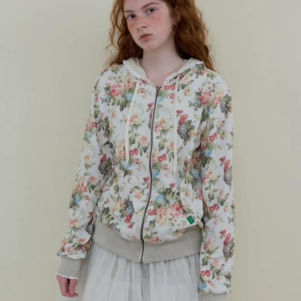 구해요) 노컨텐츠 234. 플라워 레이스 집업 _ 아이보리