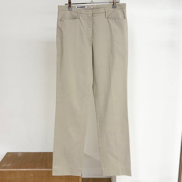 질샌더 베이지 스트레이트 트라우저 코튼 팬츠 