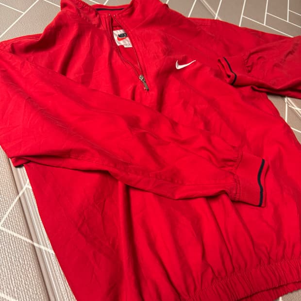 나이키 90s 빈티지 하프집업 바람막이 레드 L / 미국 직구