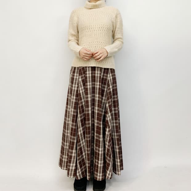 니코 엔드 체크 롱 스커트