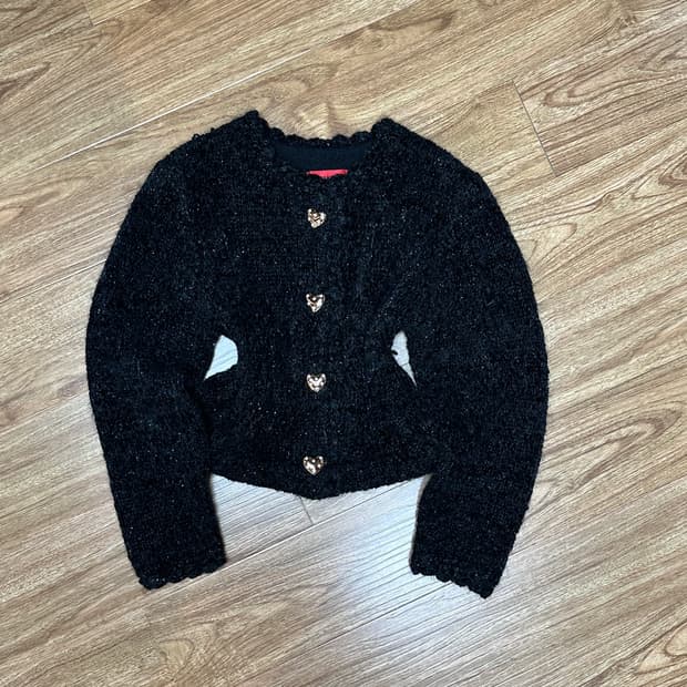 빈티지 블랙 하트 트위드 자켓 히메갸루 로걀 발레코어 히메카지 달천깔