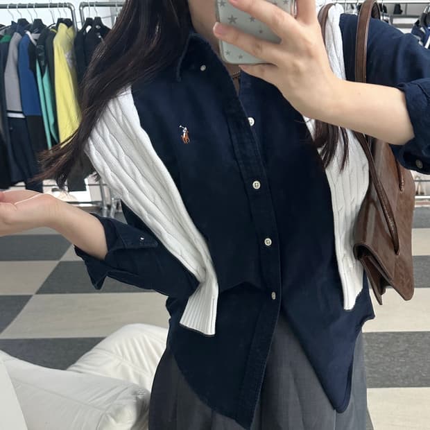 랄프로렌 멀티포니 네이비 옥스포드 셔츠 