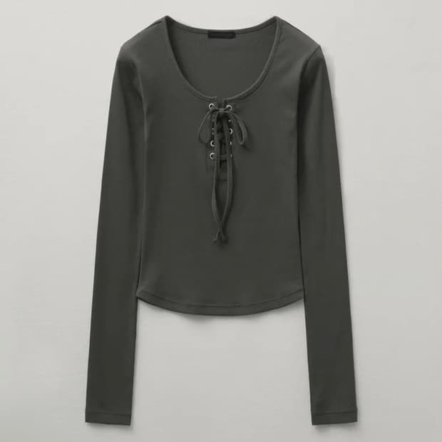 헬레네파리스 아일렛 리본 롱 슬리브 딥그레이