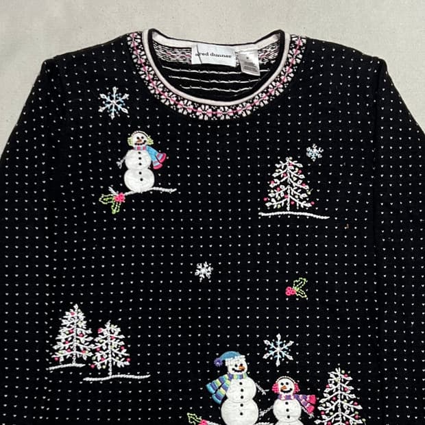 M 알프레드 더너 블랙 크리스마스 크루넥 니트