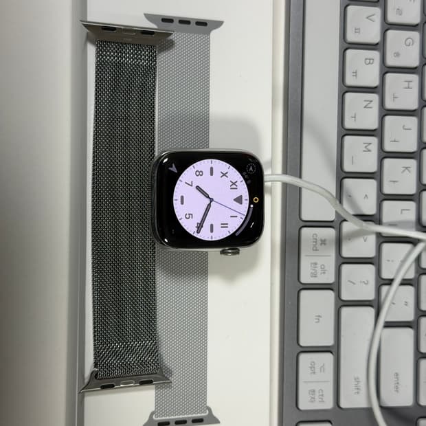 애플워치7 45mm  실버 스테인리스 셀룰러 풀박스