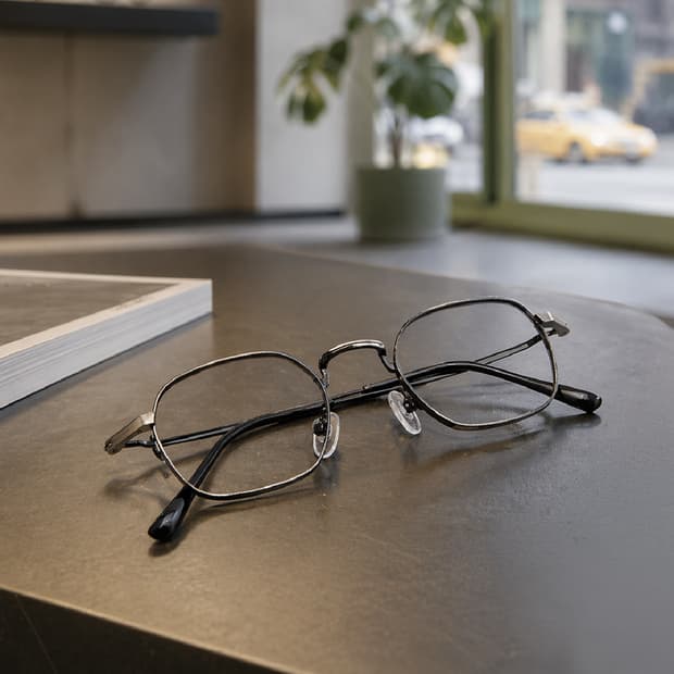 워시드블랙 컬러의 45사이즈 스퀘어 안경