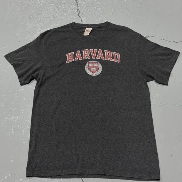 USA Harvard (하버드 대학교) 빈티지 챠콜 반팔 티셔츠