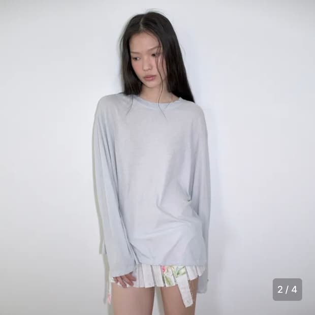 오버듀플레어 썸머 롱슬리브 티셔츠 라이트그레이