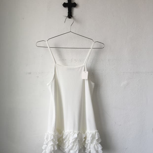 Frill layer ribbed sleeveless