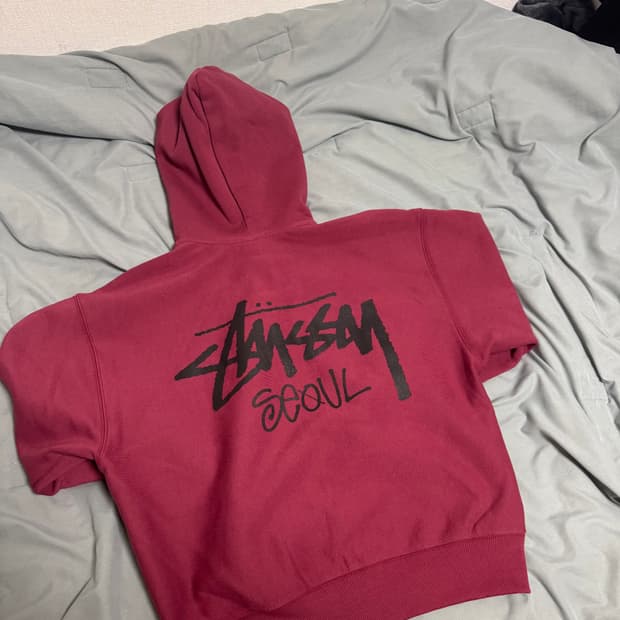 스투시 후드집업 서울 버건디