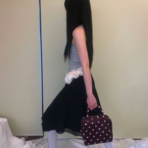 피치바스켓 폴카 도트 백 퍼플