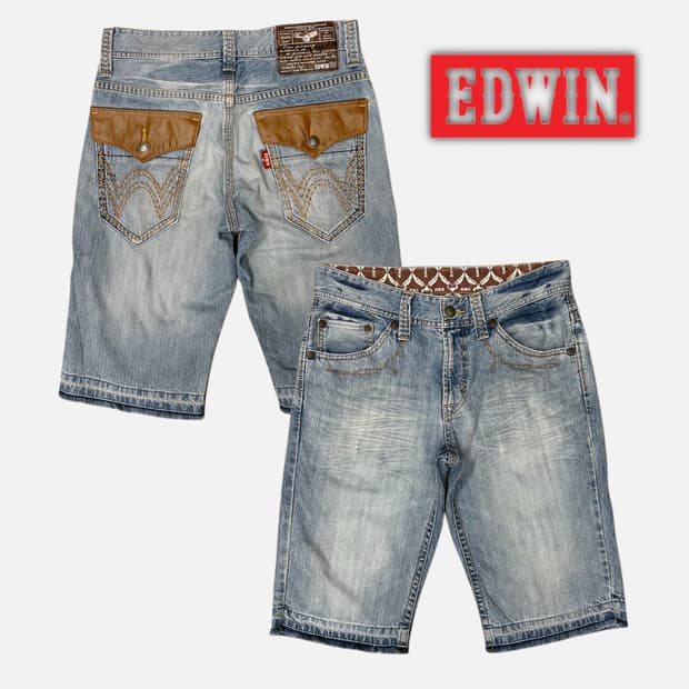 EDWIN XV western pocket denim shorts