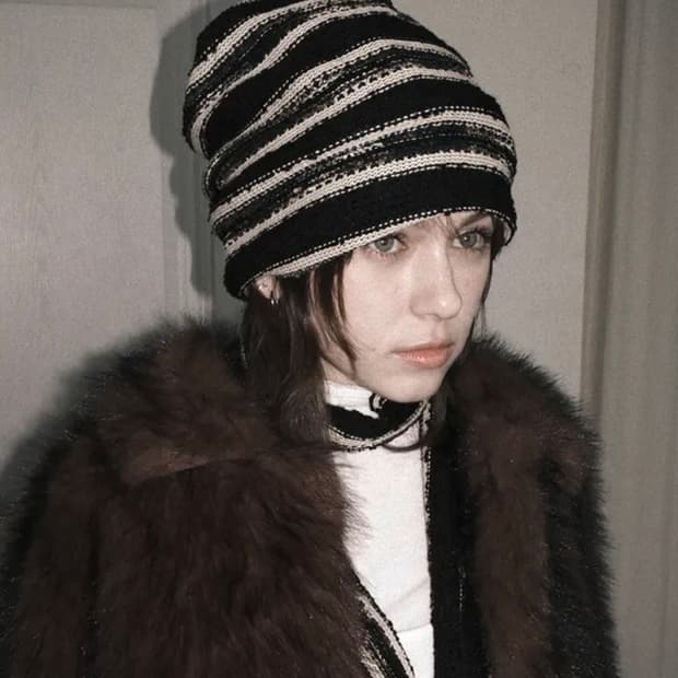 보르 Knit Hat&Neck Warmer_Black&Beige