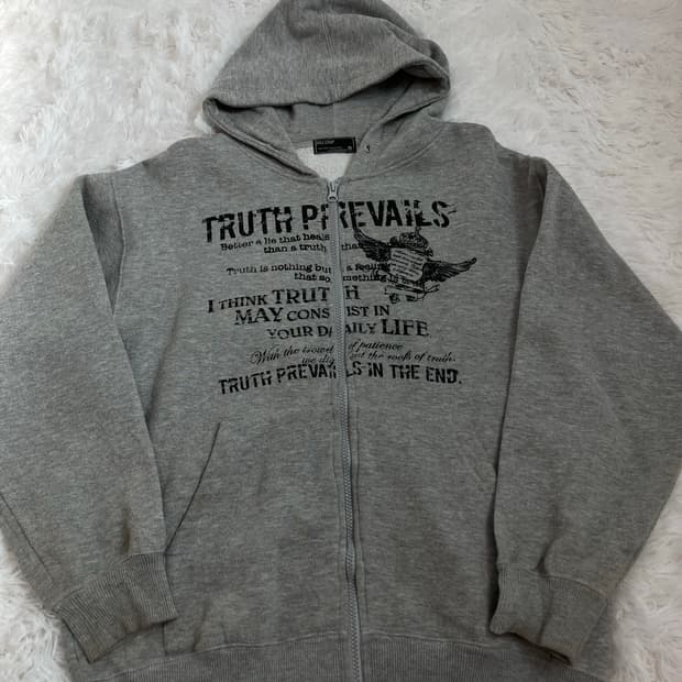 빈티지 펑키 프린팅 그레이 후드 집업 y2k 스트릿 갸루 펑키 일본빈티지