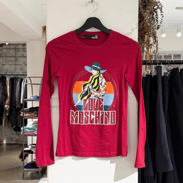 모스키노 레드 러브모스키노 프린팅 티셔츠