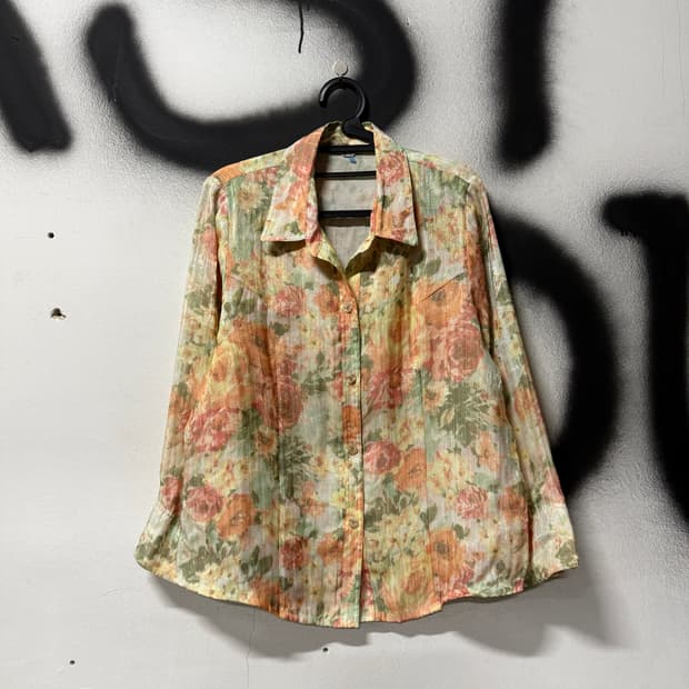 VTG 빈티지 뮤트톤 플로럴 패턴 블라우스 셔츠