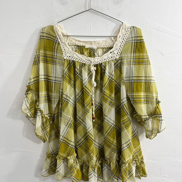 mori check blouse 