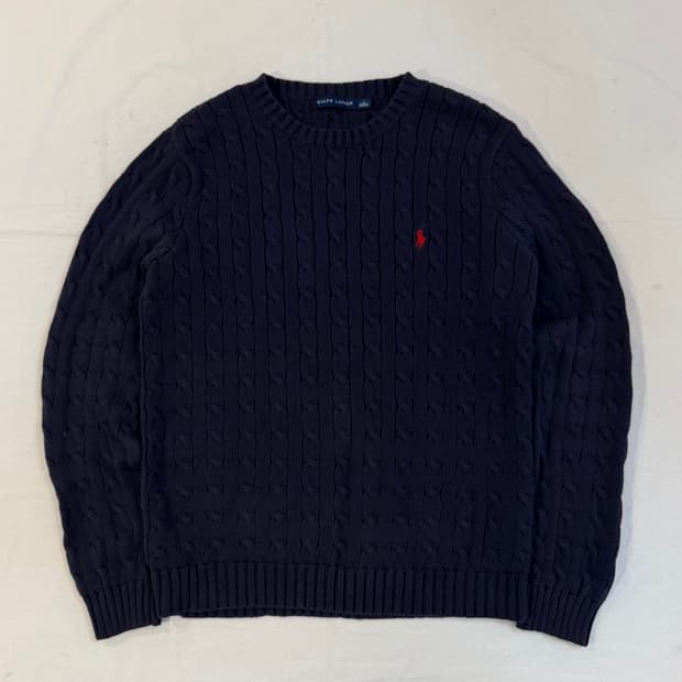 폴로 랄프로렌 꽈배기 케이블 니트 네이비
