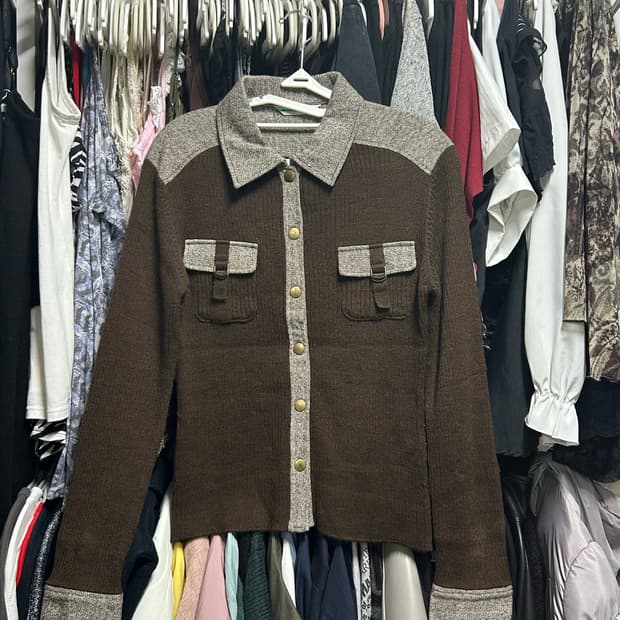 Y2K 울 포켓 니트 셔츠