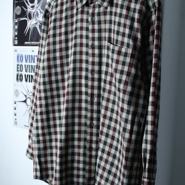 (L-XL) 입생로랑 셔츠 남방 체크 베이지 울 아메카지-H30666