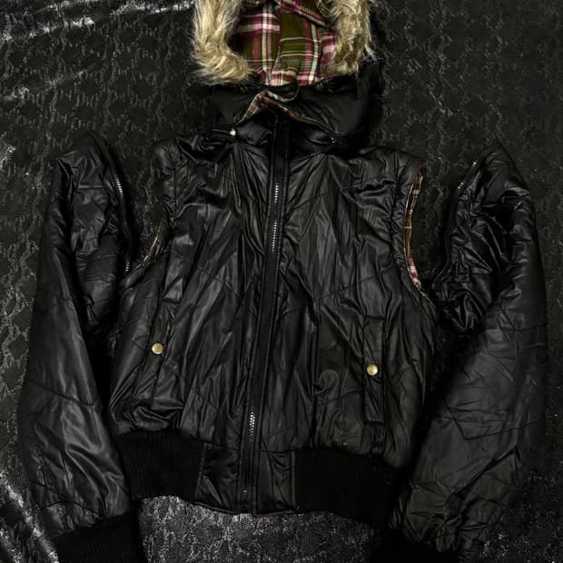 "Vintage" 와투케 키치 무드 분리가능 퍼 패딩