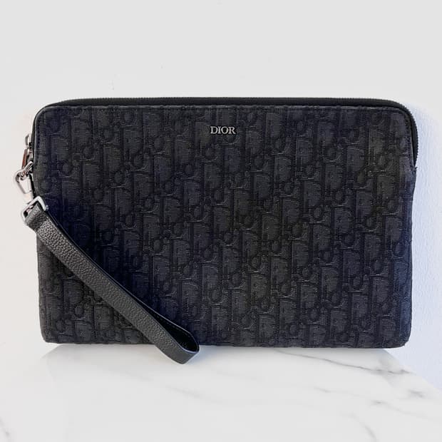 [S급/정품] 디올 오블리크 트라이앵글 클러치 백 블랙