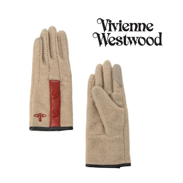 비비안 웨스트우드 orb 자수 투톤 장갑 베이지