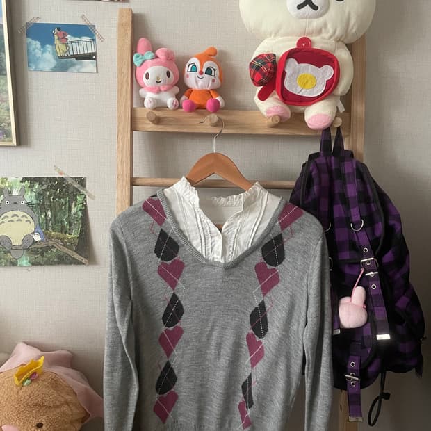 모리걸 빈티지 하트 레이스 레이어드 니트 🩶💗