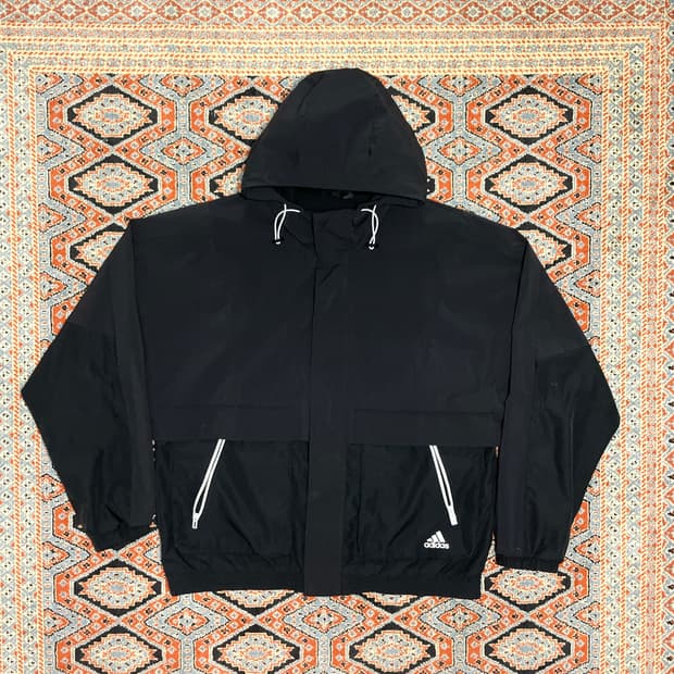 아디다스 삼각로고 블랙 바람막이 자켓 남성XL