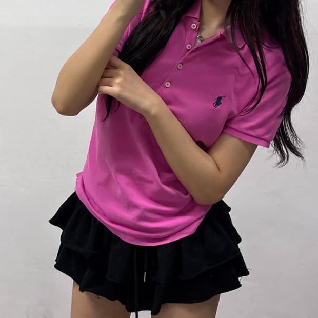 폴로 랄프로렌 슬림핏 5버튼 걸즈 pk 반팔 카라티(M)