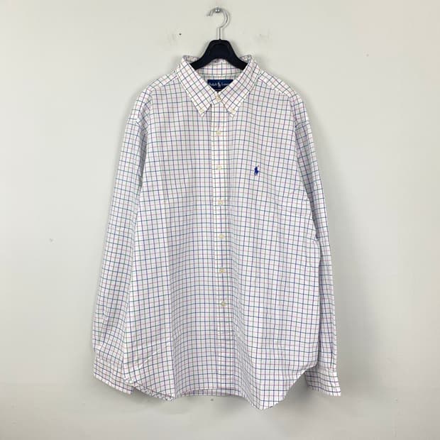 폴로 랄프로렌 화이트 체크 셔츠 XXL