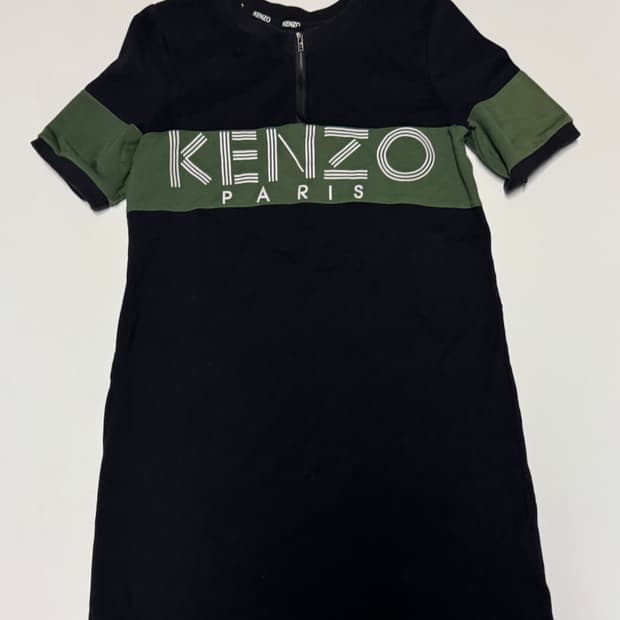 여성 겐조 스펠 로고 반집업 풀오버 반팔 원피스 S