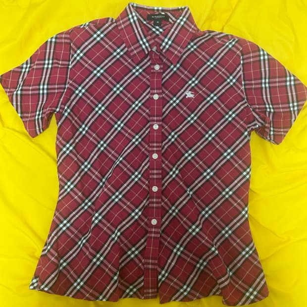 버버리 런던 반팔 체크 셔츠 M