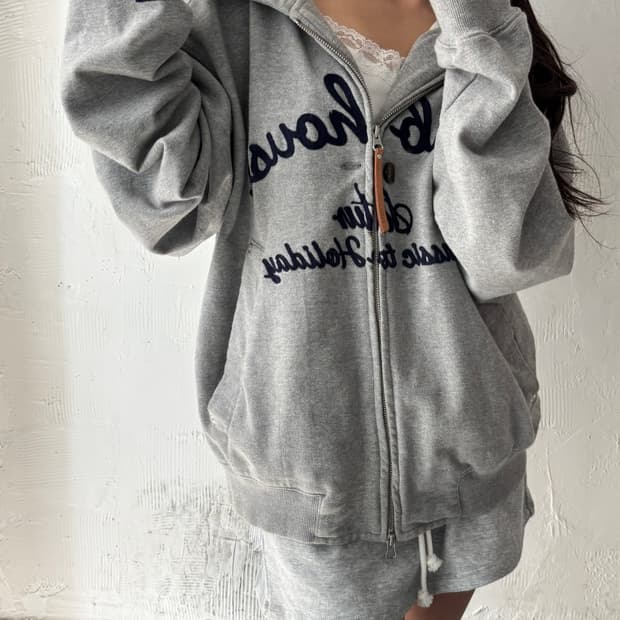 Satur 세터 클럽하우스 레터링로고 2-way 후드집업