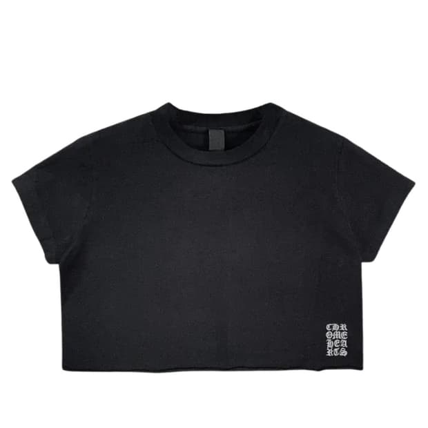 크롬하츠 블랙 크롭 티셔츠