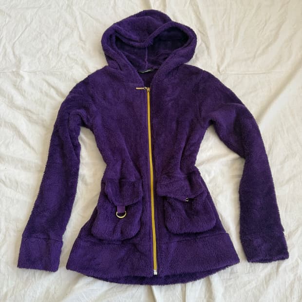 레이디 데이지 퍼플 y2k 하이틴 슬림핏 퍼 후리스 집업