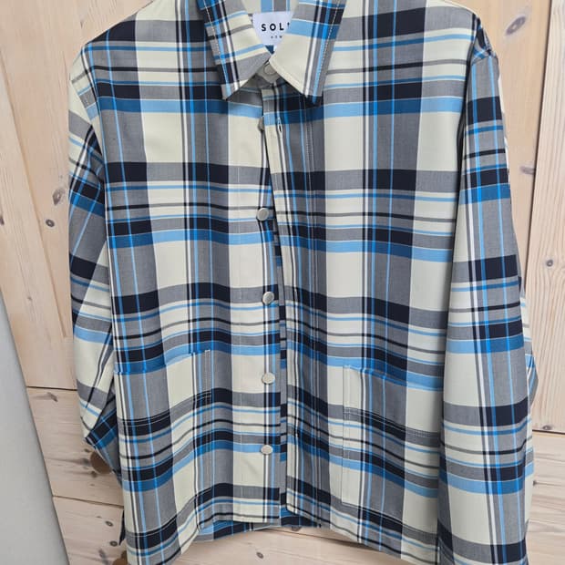 솔리드옴므 블루 체크 셔켓 (셔츠 +자켓)
