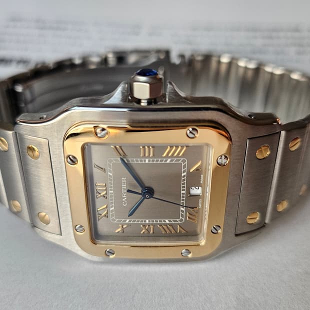 까르띠에 산토스 갈베 라지 18K 콤비 슬레이트 그레이 다이얼