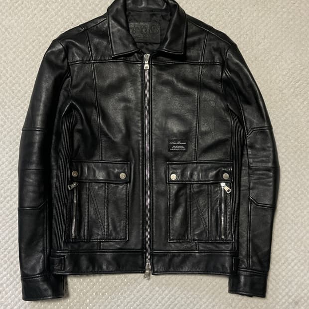 [48] 느와르 라르메스 웨스턴 무드 램스킨 양가죽 바이커 레더 자켓