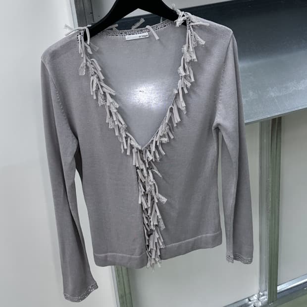 gray tassel cardigan