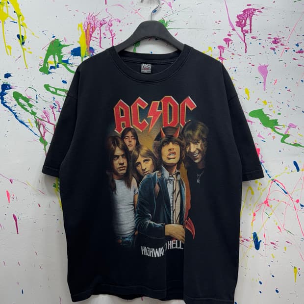00s AC/DC Highway To Hell 프린팅 라이선스 밴드티 