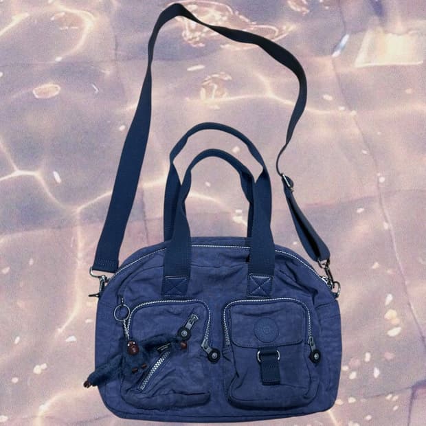 키플링 투 포켓 크로스백 토트백 숄더백 가방 블루 y2k