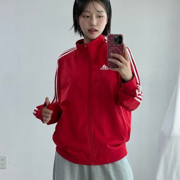 아디다스 레드 오버핏 져지
