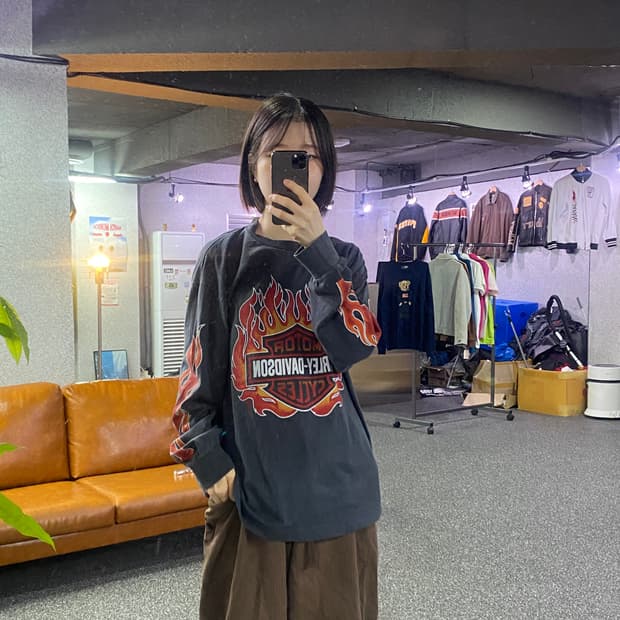 빈티지 할리데이비슨 그래픽 롱슬리브 B5023