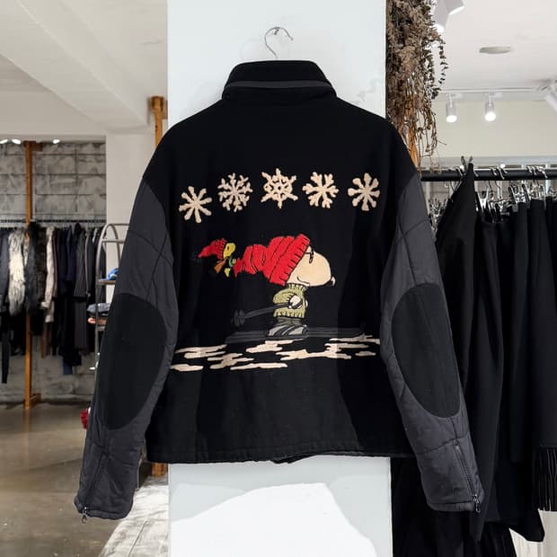 카스텔바작 x 피너츠 블랙 90s 스누피 울 자켓